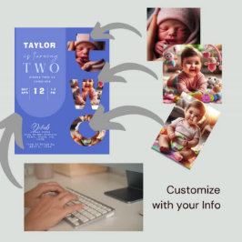 Convite para segundo aniversário de Colagem de Fot