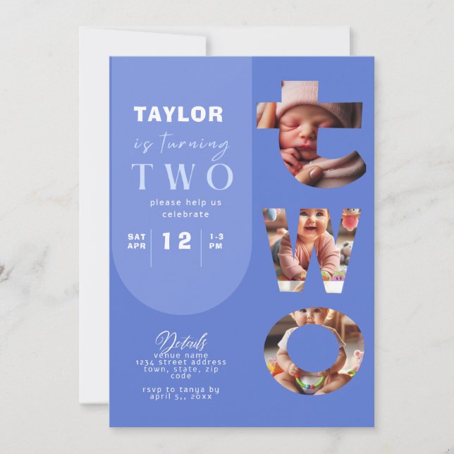 Convite para segundo aniversário de Colagem de Fot (Frente)