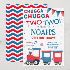 Convite para segundo aniversário de comboio azul v