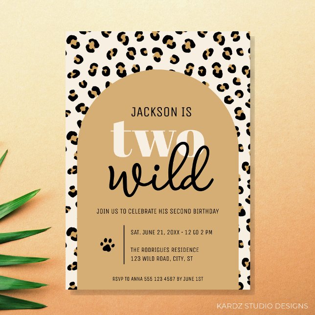 Convite para segundo aniversário de dois selvagens (Two Wild personalized birthday invitation for a boy 2nd birthday party)