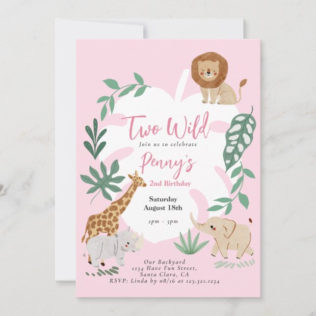 Convite para segundo aniversário de duas garotas s (Frente)