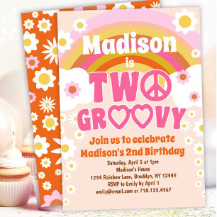 Convite para segundo aniversário de duas margarid