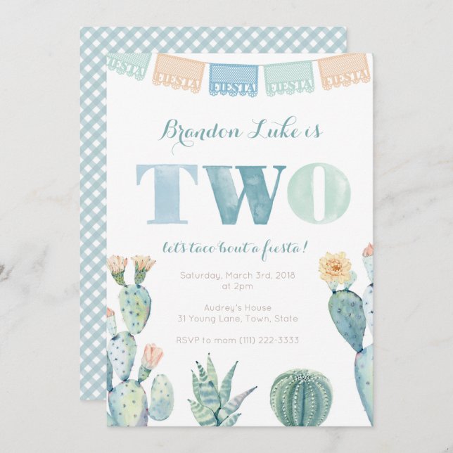 Convite para segundo aniversário de fiesta mexican (Frente/Verso)