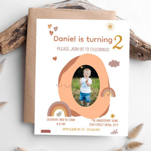 Convite para segundo aniversário de menino com fot