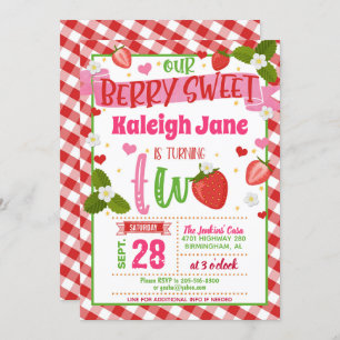 Convite para segundo aniversário de morango - Ging