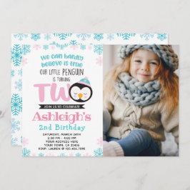 Convite para segundo aniversário de pinguins com f