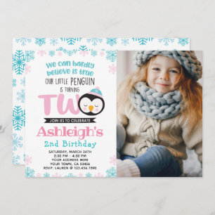 Convite para segundo aniversário de pinguins com f