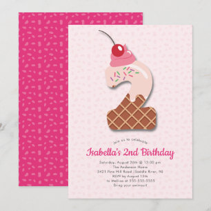 Convite para segundo aniversário de Sorvete doce