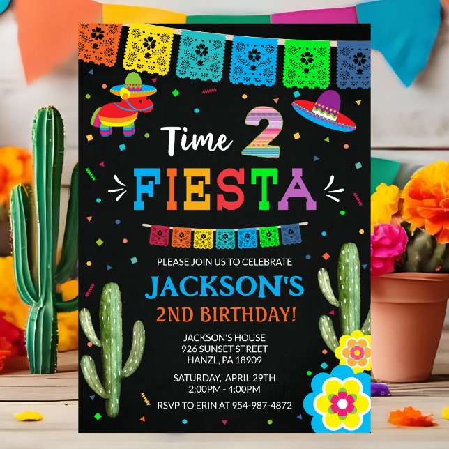 Convite para segundo aniversário Fiesta (Criador carregado)