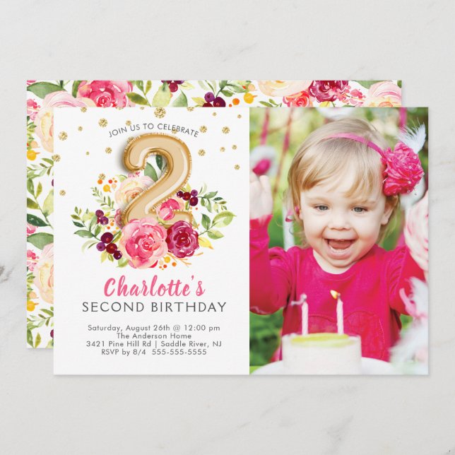 Convite para segundo aniversário Fotográfico do Ba (Frente/Verso)