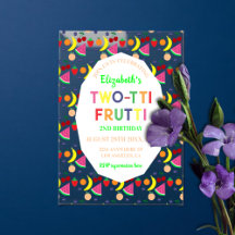 Convite para segundo aniversário Frutti de duas fr