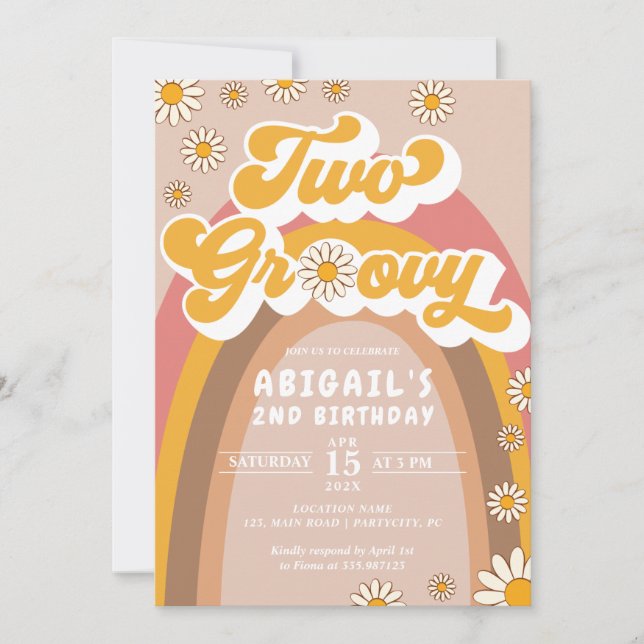 Convite para segundo aniversário Groovy (Frente)