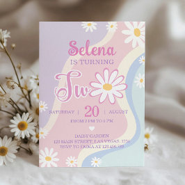 Convite para segundo aniversário Groovy Boho Daisy