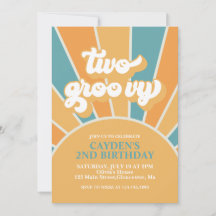 Convite para segundo aniversário Retro Boy em Dois