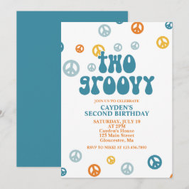 Convite para segundo aniversário Retro Boy em Dois