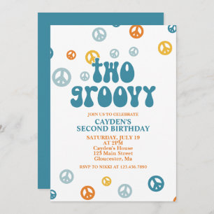 Convite para segundo aniversário Retro Boy em Dois