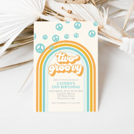 Convite para segundo aniversário Retro Boy em Duas