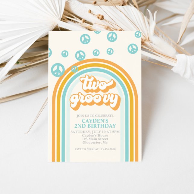 Convite para segundo aniversário Retro Boy em Duas (Criador carregado)