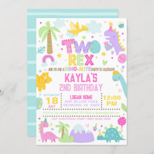 Convite Para segundo aniversário Rex Do Dinossauro