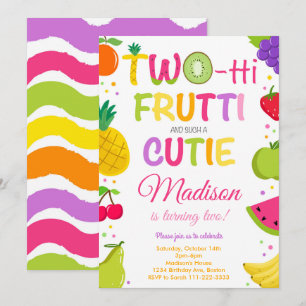 Convite para segundo aniversário Twotti Frutti Cut