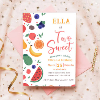 Convite para segundos aniversários de Fruta Sweet