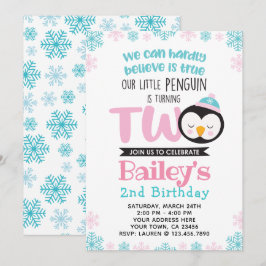 Convite para segundos aniversários de pinguins