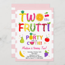 Convite para segundos aniversários de Twotti Frutt