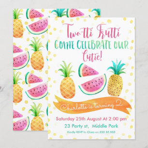 Convite para segundos aniversários Girls Two-tti 