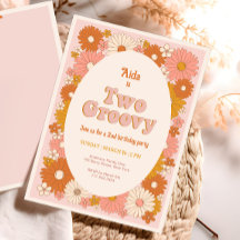 Convite para segundos aniversários Retro Floral co