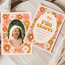 Convite para segundos aniversários Retro Floral co