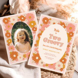 Convite para segundos aniversários Retro Floral co