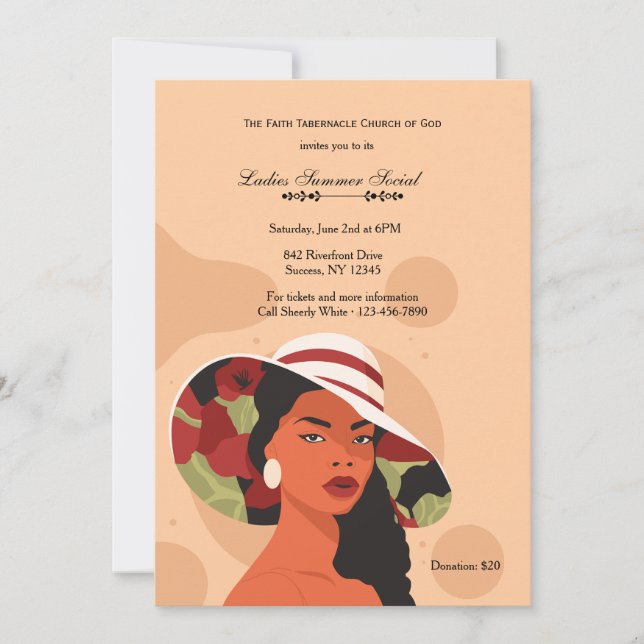 Convite para Senhora Afro-Americana com Chapéu (Frente)