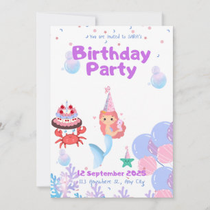 convite para sereias aniversário de Sara