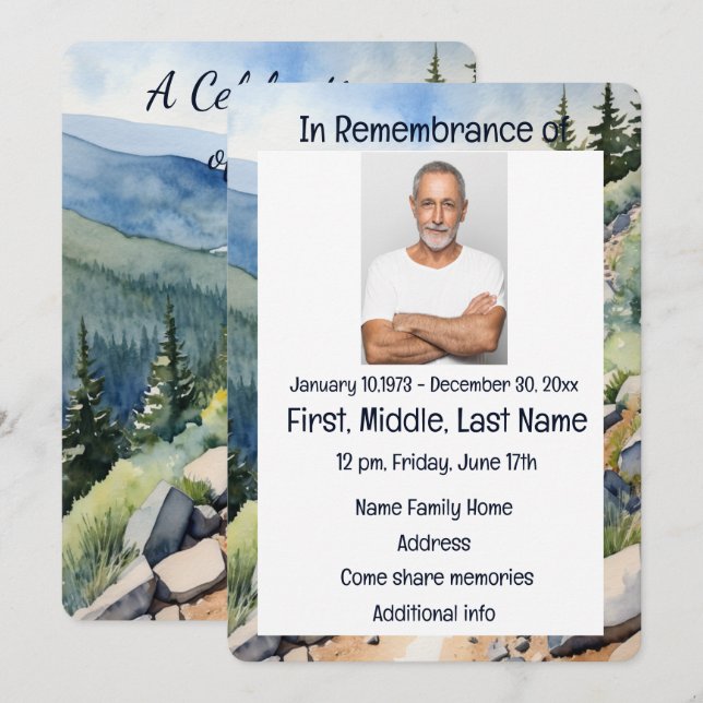 Convite para Serviço Memorial Aquarela Ciclismo Bi (Frente/Verso)