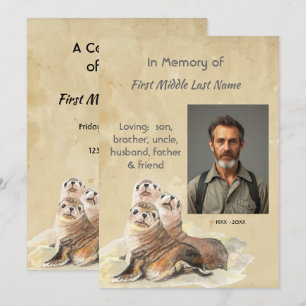 Convite para Serviço Memorial com Selos de Aquarel