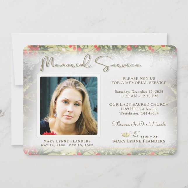 Convite para Serviço Memorial de Natal Dourado de  (Frente)