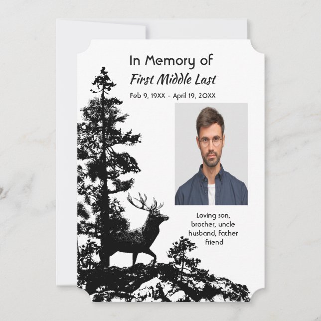 Convite para Serviço Memorial Masculino Cervo Arte (Frente)