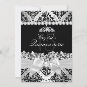 Convite para Silver Damask e Arco Quinceanera
