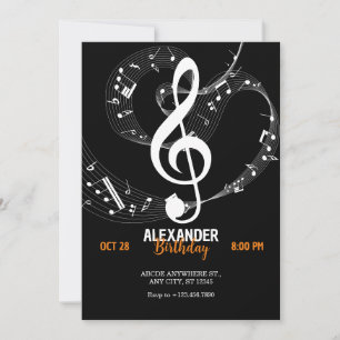 Convite para sinfonia de notas de música