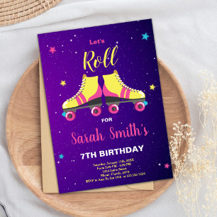 Convite para Skate de Raparigas Editáveis