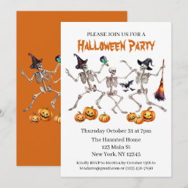 Convite para Skeletons Dançantes do Halloween