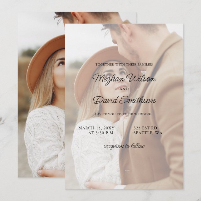 Convite para Sobrepor Foto de Cheio Simples (Frente/Verso)