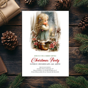 Convite para Soirée de Natal Menina Fofa Cena de F
