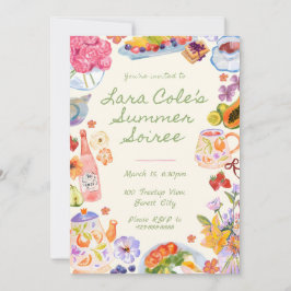 Convite para Soiree de Verão Desenhado à Mão Comid