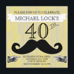 Convite para Solteiro B para Homens com bigode ret<br><div class="desc">Comemore em estilo com esses convites retro-modernos de aniversário para homens, com o número impresso em um fundo amarelo de madeira rústica com bigode, para somar à diversão. Não só para o aniversário, excelente para uma despedida de solteiro também! **NOTA: Você pode mudar a cor amarela para qualquer cor que...</div>