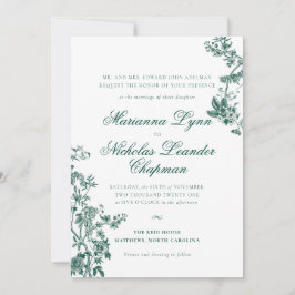 Convite para Suite Floral de Casamento Verde Vinta