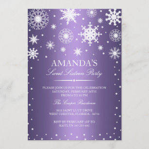 Convite para Sweet 16 de Inverno Roxo Encantado