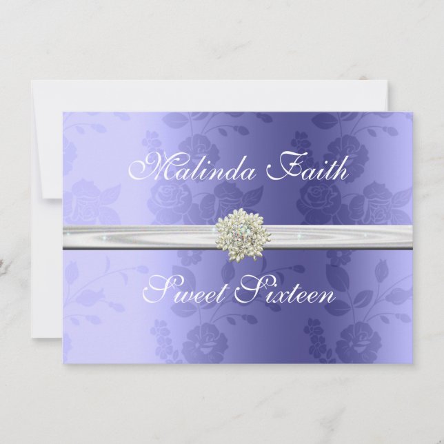 Convite para Sweet Sixteen, Lavanda, Pérolas, (Frente)