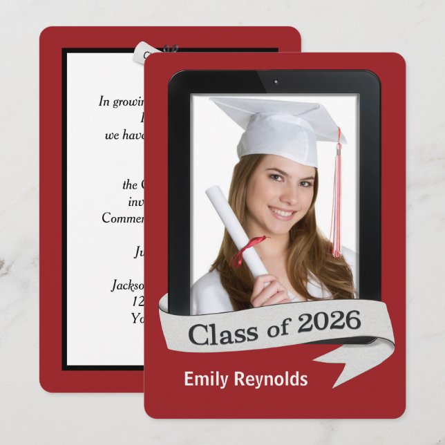 Convite para Tablet de Formatura de 2026 (Frente/Verso)