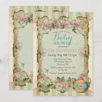 Convite para Tea Floral do Chá de fraldas Vintage